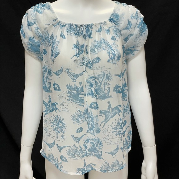 Vera Wang Tops - Bridgerton vibe sheer toile blouse w/puffed sleeve